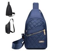 Solid Color Quilted Fanny Pack, Simple Ladies Chest Bag, Women's Fashion Casual Shoulder Crossbody Bags (Blue)