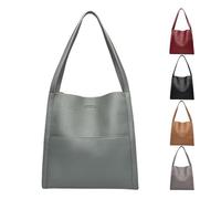 Solid Color Simple Genuine Leather Shoulder Bag, Large Capacity Waterproof Tote Bag, Simple Modern All-Match Satchel Handbag Crossbody (One Size,Green)
