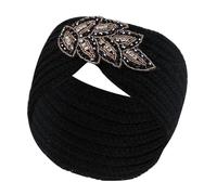 Solid Color Winter Headbands For Women Bowknot Handwork Knitting Hair Accessories Warm Headband(Black)