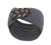 Solid Color Winter Headbands For Women Bowknot Handwork Knitting Hair Accessories Warm Headband(Grey)