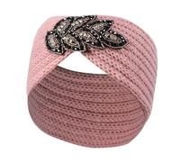 Solid Color Winter Headbands For Women Bowknot Handwork Knitting Hair Accessories Warm Headband(Pink)