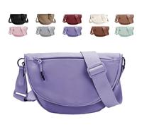 Solid Crescent Crossbody Bag for Women and Men Fashion Nylon Moon Bag,Adjustable Shoulder Strap for Outdoorsports,Yoga (Cloud Mist Purple)