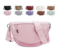 Solid Crescent Crossbody Bag for Women and Men Fashion Nylon Moon Bag,Adjustable Shoulder Strap for Outdoorsports,Yoga (pink)