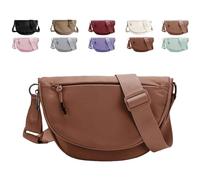 Solid Crescent Crossbody Bag for Women and Men Fashion Nylon Moon Bag,Adjustable Shoulder Strap for Outdoorsports,Yoga (caramel color)