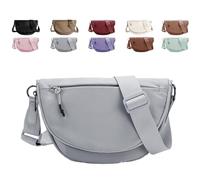 Solid Crescent Crossbody Bag for Women and Men Fashion Nylon Moon Bag,Adjustable Shoulder Strap for Outdoorsports,Yoga (light gray)