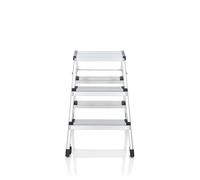 hjh OFFICE 830009 Solid IV Escabeau Pliable en Aluminium avec 3 marches Accessible des Deux côtés Charge maximale 150 kg Argenté