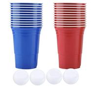 Solid MaterialsBeer Pong Ensemble de jeu de bière Pong Beer Pong Cup 22 tasses 4 balles de ping-pong red cups 11+blue cups11+4balls