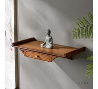 Solid Nanmu Bamboo Wall Mount Buddhist Altar, étiquette sculptée de sanctuaire avec tiroir de Sortie pour Guan YU Guanyin Buddha Statue Home Worship Meditation Space Saver Natural 23.6 inch Longueur