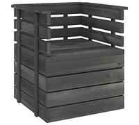 Solid Pine Wood Garden Chair Dark Grey - Outdoor Lounge Chair for Patio, Balcony or Backyard Durable Modular Design for Relaxing with Family Friends Easy to Move Maintain - Assembly Required