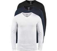 !Solid SDBasil Homme T-Shirt à Manches Longues T-Shirt Basique en Pack de 2 ou 3 avec col en V Mélange de Coton Slim Fit, Taille:XL, Couleur:3er-Box-2