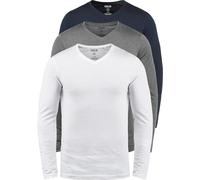 !Solid SDBasil Homme T-Shirt à Manches Longues T-Shirt Basique en Pack de 2 ou 3 avec col en V Mélange de Coton Slim Fit, Taille:XL, Couleur:3er-Box-1