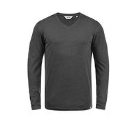 Solid SDBeda Homme T-Shirt à Manches Longues Col en V Mélange de Coton Regular Fit, Taille:L, Couleur:Dark Grey Melange (8288)