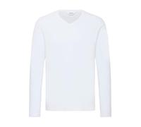 SOLID SDBeda Homme T-shirt à manches longues Col en V Mélange de coton Regular Fit, Taille:L, Couleur:White (0001)