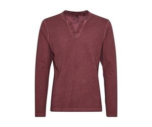 !Solid SDTinox Homme T-Shirt à Manches Longues Shirt à col en V 100% Coton Regular Fit, Taille:L, Couleur:Wine Red (0985)