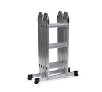 hjh OFFICE 801202 Escabeau Multi-usages 12 marches avec 2 Plateaux d'échafaudage Solid W3 Aluminium 345cm Escabeau articulé Charge Max. 150kg, Argent
