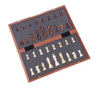 Solid Wood Magnetic Chess Set, Portable Travel Game for Educational Toys with Secure Storage