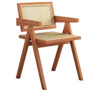 Solid Wood Office Chair Retro Rattan Dining Chair Leisure Seat for Home Office Balcony & Bedroom - Stylish Design in 3 Colors Comfortable & Versatile