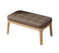 Solid Wood Ottoman Shoe Bench, Modern Leather Shoe Bench with 2 Tier Storage, for Entry, Hallway, Living Room, Bedroom, Walk-in Closet(Yellow - Brown,52cm/20.47in)