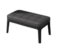 Solid Wood Ottoman Shoe Bench, Modern Leather Shoe Bench with 2 Tier Storage, for Entry, Hallway, Living Room, Bedroom, Walk-in Closet(Black - Gray,72cm/28.35in)