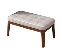 Solid Wood Ottoman Shoe Bench, Modern Leather Shoe Bench with 2 Tier Storage, for Entry, Hallway, Living Room, Bedroom, Walk-in Closet(Brown - White,72cm/28.35in)