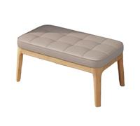 Solid Wood Ottoman Shoe Bench, Modern Leather Shoe Bench with 2 Tier Storage, for Entry, Hallway, Living Room, Bedroom, Walk-in Closet(Yellow - Beige,52cm/20.47in)