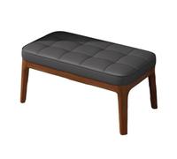 Solid Wood Ottoman Shoe Bench, Modern Leather Shoe Bench with 2 Tier Storage, for Entry, Hallway, Living Room, Bedroom, Walk-in Closet(Brown - Gray,52cm/20.47in)