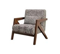 Solid Wood Single Person Sofa Chair Mid-Century Modern Accent Upholstered Chenille Living Room Arm Chairs for Bedroom(1)