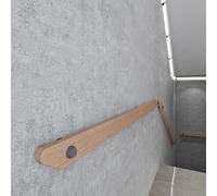 Solid Wood Stair Handrail with Metal Support, Indoor Loft Against The Wall Wooden Staircase Handrail Elderly Non-Slip Grab Bar Garden Decking Railings(600cm)