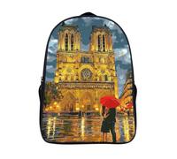 solide et robuste sac à dos de loisirs cathédrale décontracté livre sac 2 compartiment nuit parisienne garçons filles 3d imprimé sac à dos d'école-16,pour les voyages les affaires