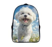 solide et robuste sac d'école 2 compartiment pour ado et adultes parterre de fleurs 3d imprimé sac d'école chien blanc heureux garçon fille petit sac a dos-16,pour l'école les voyages les affaires