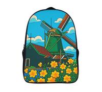 solide et robuste sac d'école fleur sacs dos imprimé 3d 2 compartiment moulins à vent néerlandais 12 ans et plus garçon filles voyage sac dos-16,pour les voyages les affaires