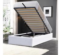 Solide Lit Coffre Gris + Pieds pour Matelas - Loris - Montage Rapide et Facile - revetement PVC Simili Facile d'entretien (Blanc, 90x200cm)