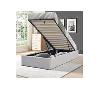 - Solide Lit Coffrer Gris + Pieds pour matelas 90x200 cm - 12 lattes - loris - Montage Rapide et Facile