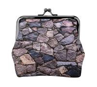 Solide Stonewall Art Print Double Fermoir Cadre Métal Cuir Kiss Lock Change Pouch Portefeuille pour femme avec clés, petit sac à main, Noir , Taille unique