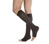 SOLIDEA, Chaussettes de compression 70 deniers Relax 70 à bout ouvert, chaussettes de compression graduées 12/15 mmHg, Camel, L
