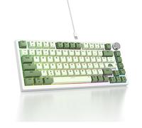 SOLIDEE 75% Clavier de Jeu Mécanique Filaire TKL 82 Touches PBT, Rétroéclairé RVB avec Interrupteur Rouge, Compact NKRO avec Bouton de Contrôle du Volume (82 Matcha)