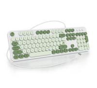 SOLIDEE Clavier à Membrane 100%,104 Touches Punk Style Machine à écrire rétro,Clavier à Membrane à Touches Rondes,avec Cable USB pour PC/Win/Mac/Ordinateur Portable(Américain QWERTY)(GT108 Matcha)