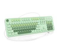 SOLIDEE Clavier à Membrane 100%,104 Touches Punk Style Machine à écrire rétro,Clavier à Membrane à Touches Rondes,avec Cable USB pour PC/Win/Mac/Ordinateur Portable(Américain QWERTY)(GT108 Green)