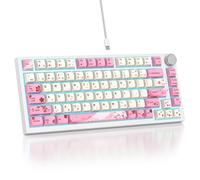SOLIDEE Clavier de Jeu Mécanique 75% Filaire avec Rétroéclairage RVB, 82 Touches TKL Gasket Remplaçable à Chaud, Compact NKRO avec Bouton de Volume (82 Flower)