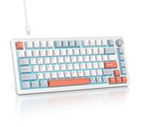 SOLIDEE Clavier de Jeu mécanique Filaire 75%,Clavier Hot swappable,Clavier Mécanique Gasket,Clavier de Jeu mécanique Compact RGB, rétroéclairage,82 Touches Clavier NKRO avec Bouton(82 Salmon)