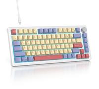 SOLIDEE Clavier de Jeu mécanique Filaire 75%,Clavier Hot swappable,Clavier Mécanique Gasket,Clavier de Jeu mécanique Compact RGB, rétroéclairage,82 Touches Clavier NKRO avec Bouton(82 Marshmallow)