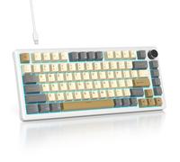 SOLIDEE Clavier de Jeu mécanique Filaire 75%,Clavier Hot swappable,Clavier Mécanique Gasket,Clavier de Jeu mécanique Compact RGB, rétroéclairage,82 Touches Clavier NKRO avec Bouton(82 Glimmer)