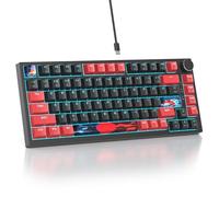 SOLIDEE Clavier de jeu mécanique filaire 75 % - Compatible avec échange à chaud - Avec structure Gasket - Rétroéclairage RVB - Clavier TKL compact à 82 touches avec bouton rotatif (82 rouges)