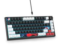 SOLIDEE Clavier de Jeu mécanique Filaire 75% remplaçable à Chaud,Clavier rétroéclairé RVB avec Interrupteur Rouge,TKL 82 Touches,Clavier Compact NKRO avec Bouton de contrôle du Volume(82 White_Black)