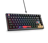 SOLIDEE Clavier de Jeu mécanique Filaire 75% remplaçable à Chaud,Clavier rétroéclairé RVB avec Interrupteur Rouge,TKL 82 Touches,Clavier Compact NKRO avec Bouton de contrôle du Volume(Blue Samurai)