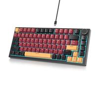 SOLIDEE Clavier de Jeu mécanique Filaire 75% remplaçable à Chaud,Clavier rétroéclairé RVB avec Interrupteur Rouge,TKL 82 Touches,Clavier Compact NKRO avec Bouton de contrôle du Volume(82 Red Samurai)