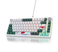 SOLIDEE Clavier de jeu mécanique filaire 75 % remplaçable à chaud, commutateur rouge, clavier mécanique TKL 82 touches, touches PBT NKRO avec bouton de contrôle du volume (82 forêt)
