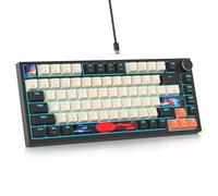 SOLIDEE Clavier de Jeu Mécanique Filaire 75% TKL 82 Touches, Remplaçable à Chaud avec Rétroéclairage RVB, Gasket Compact NKRO et Bouton de Contrôle du Volume (82 Big Carbon)