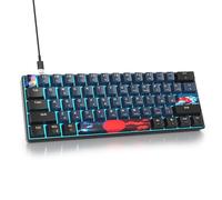 SOLIDEE Clavier mécanique de Jeu 60%,61 Touches avec commutateur Rouges linéaires,Lumière Bleu Glacier,Clavier mécanique Filaire avec rétroéclairage LED,Clavier Compact pour PS5/PS4(61 Blue Samurai)