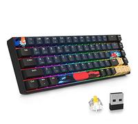 SOLIDEE Clavier mécanique RVB 65 % sans fil, Bluetooth 5.0/2,4 GHz/filaire, compact 68 touches RVB rétroéclairé, remplaçable à chaud avec interrupteur linéaire Gateron jaune